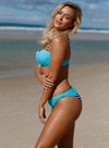 Striped Padded Gather Push-up Bikini Set