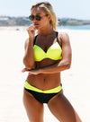 Striped Padded Gather Push-up Bikini Set