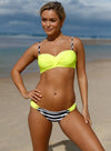 Striped Padded Gather Push-up Bikini Set