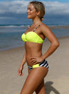 Striped Padded Gather Push-up Bikini Set