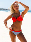 Striped Padded Gather Push-up Bikini Set