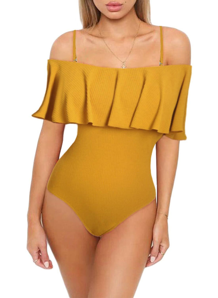 Spaghetti Solid Summer Onepiece Swimsuit