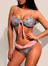 Ribbon Detail Tropical Print Bikini Swimsuit