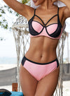 Color Block Strappy Bikini Set Swimsuit