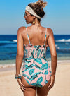 Drawstring Floral One-piece Bikini