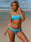 Striped Padded Gather Push-up Bikini Set