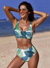 U-neckline High Waist Printed Tankinis (LC411052-1-3)