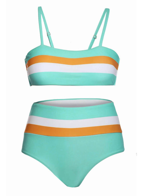 Striped High Waisted Camis Bikini Set