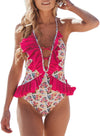 Floral Mid Waist Cute One-piece Swimsuit