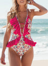 Floral Mid Waist Cute One-piece Swimsuit