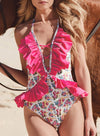 Floral Mid Waist Cute One-piece Swimsuit