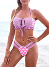 Polka Dot Ruffle Bandeau Bikini Swimsuit