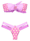 Polka Dot Ruffle Bandeau Bikini Swimsuit