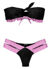Polka Dot Ruffle Bandeau Bikini Swimsuit