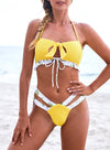 Polka Dot Ruffle Bandeau Bikini Swimsuit
