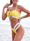 Polka Dot Ruffle Bandeau Bikini Swimsuit
