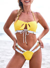 Polka Dot Ruffle Bandeau Bikini Swimsuit