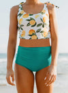 Print Shoulder Tie Tankini Swimsuit